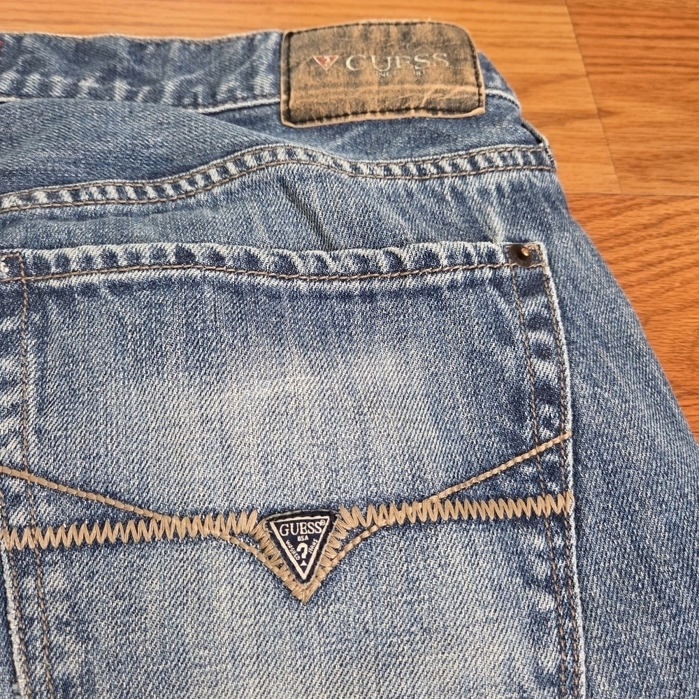 Guess Men's Del Mar Fit Slim Straight Jeans 36x28 Light Wash Blue Denim Classic - Picture 12 of 16